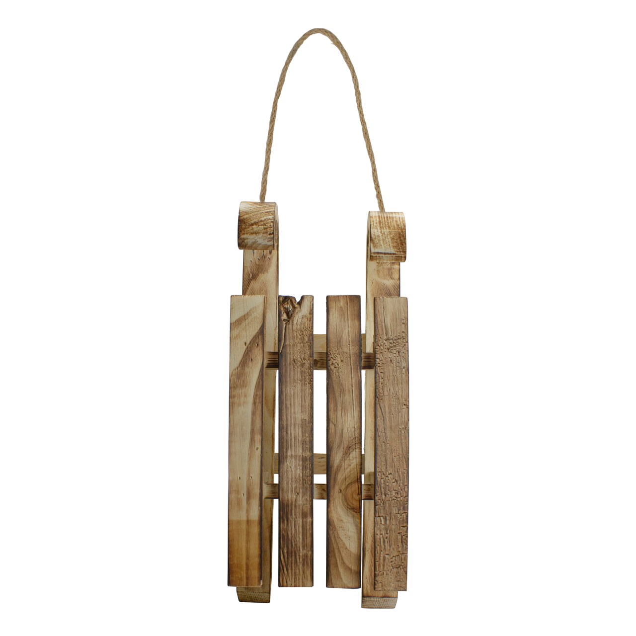 Northlight Rustic Wooden Sleigh with Twine Rope Christmas Wall Decoration - 16"